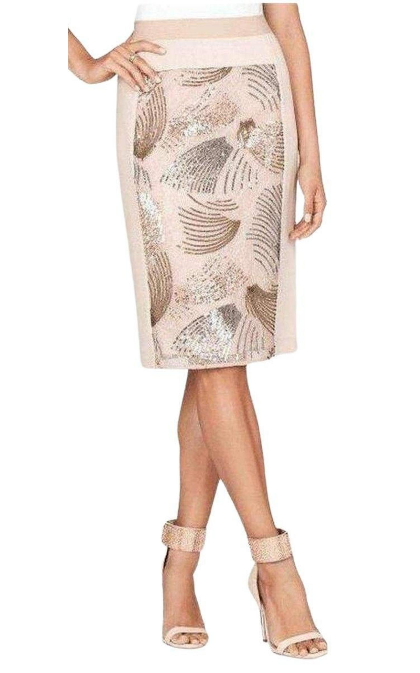 スカート Floral Sequinned Pencil Skirt