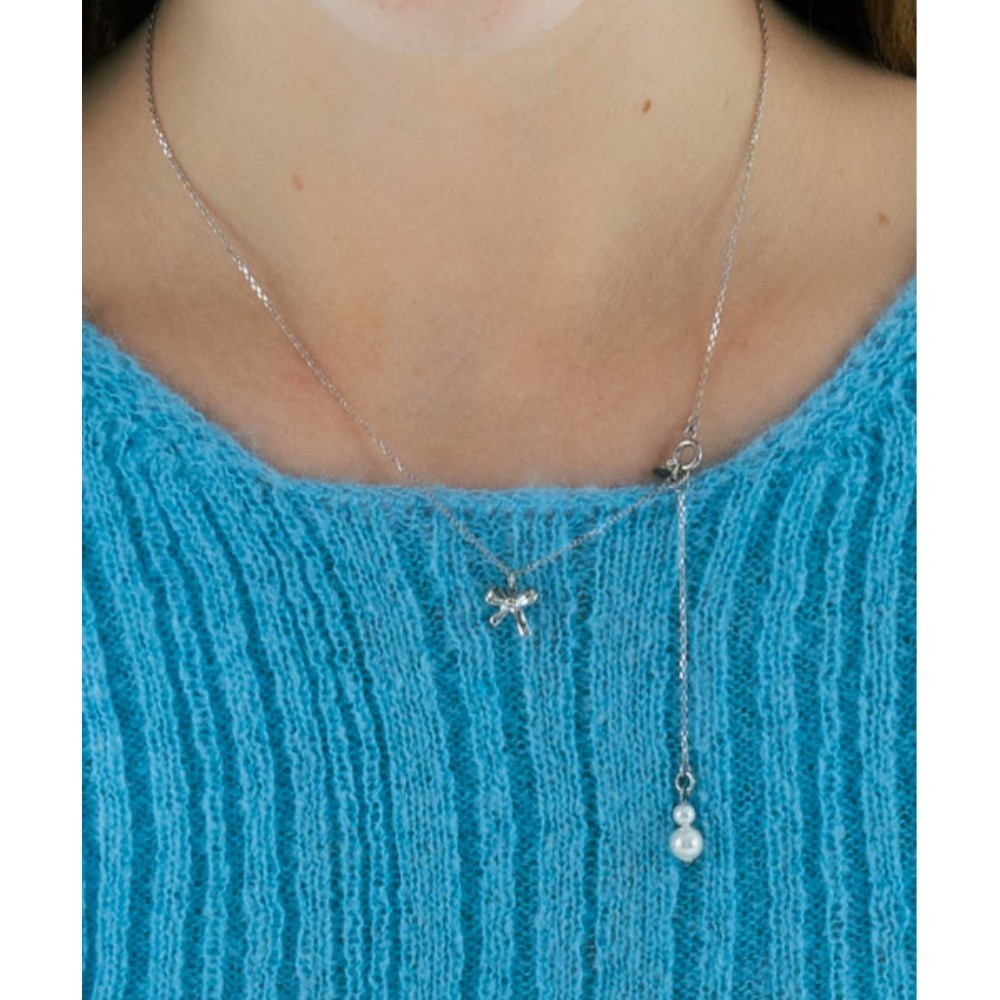 ★PEARLY MORE★ daily ribbon necklace