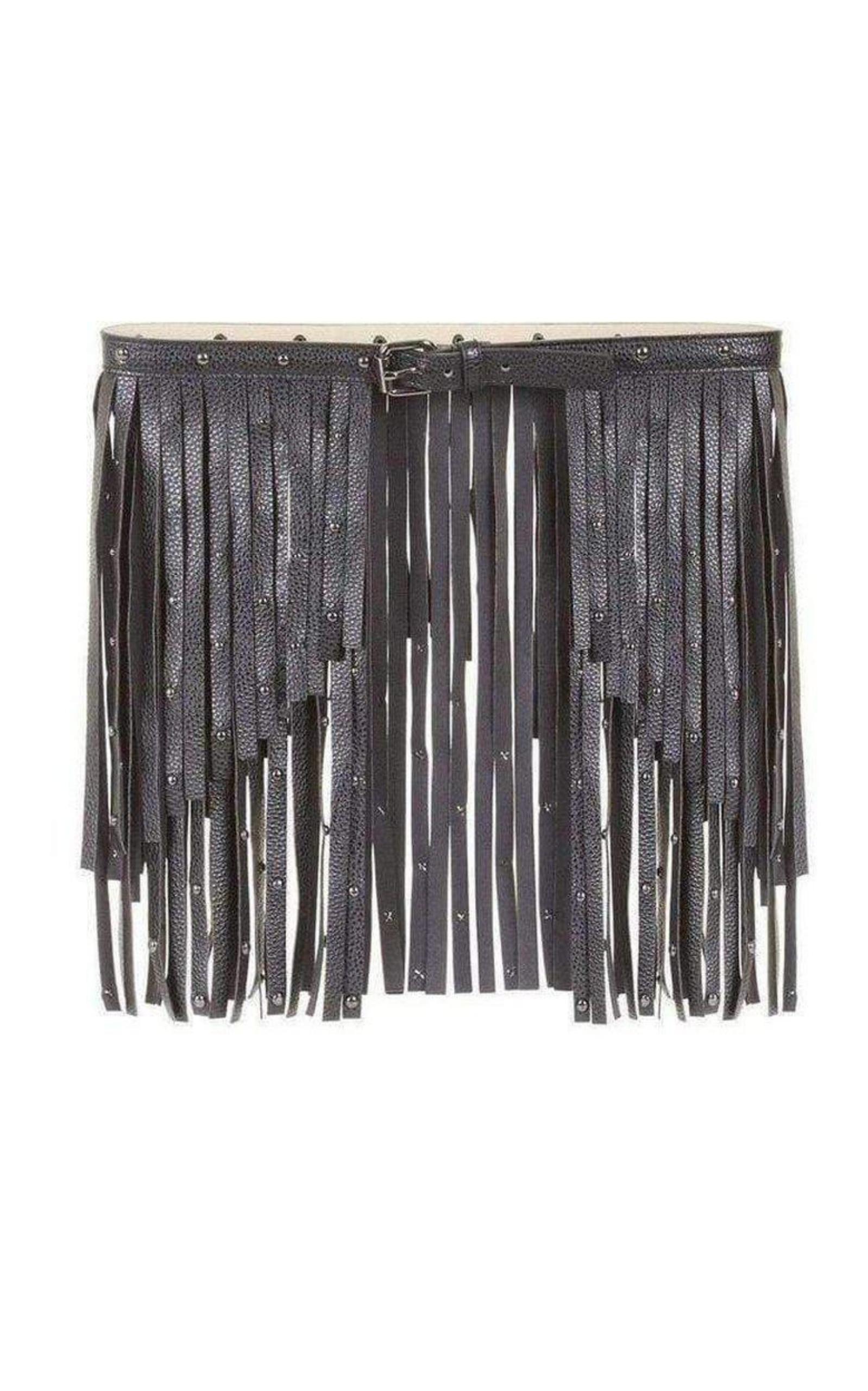 ベルト Black Fringe Studded Belt