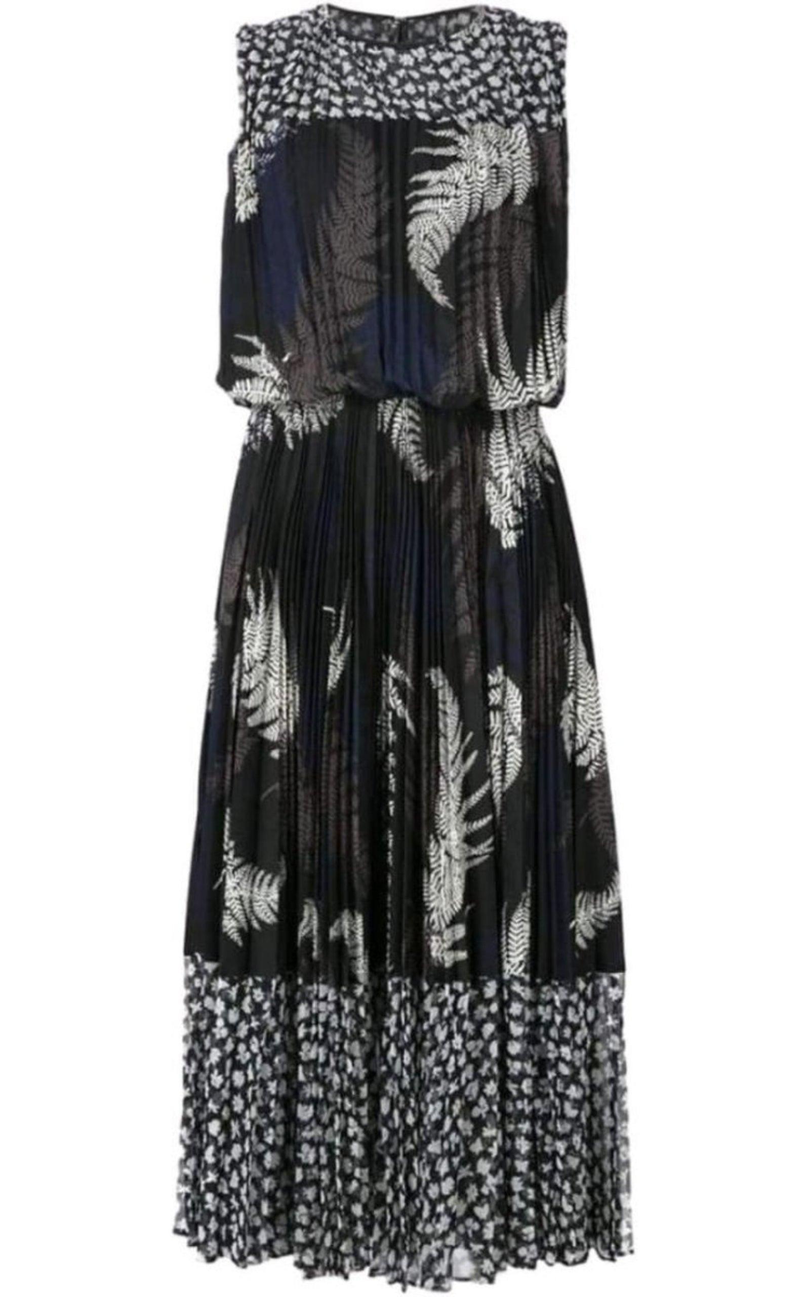 パーティードレス Mixed Print Pleated Maxi Dress