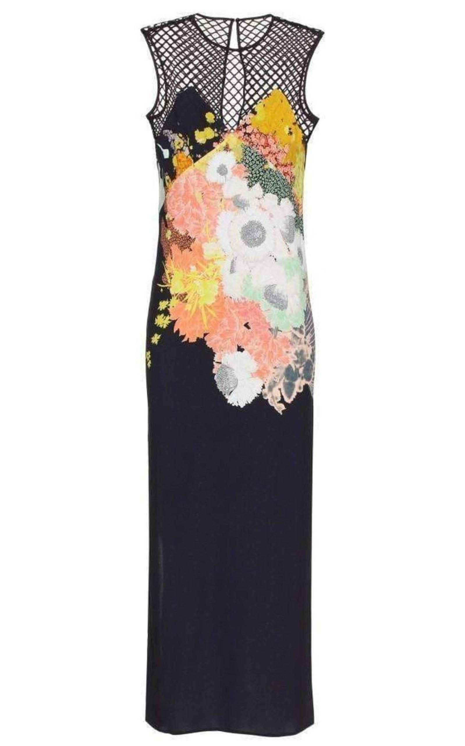 パーティードレス Mesh-Yoke Maxi Dress