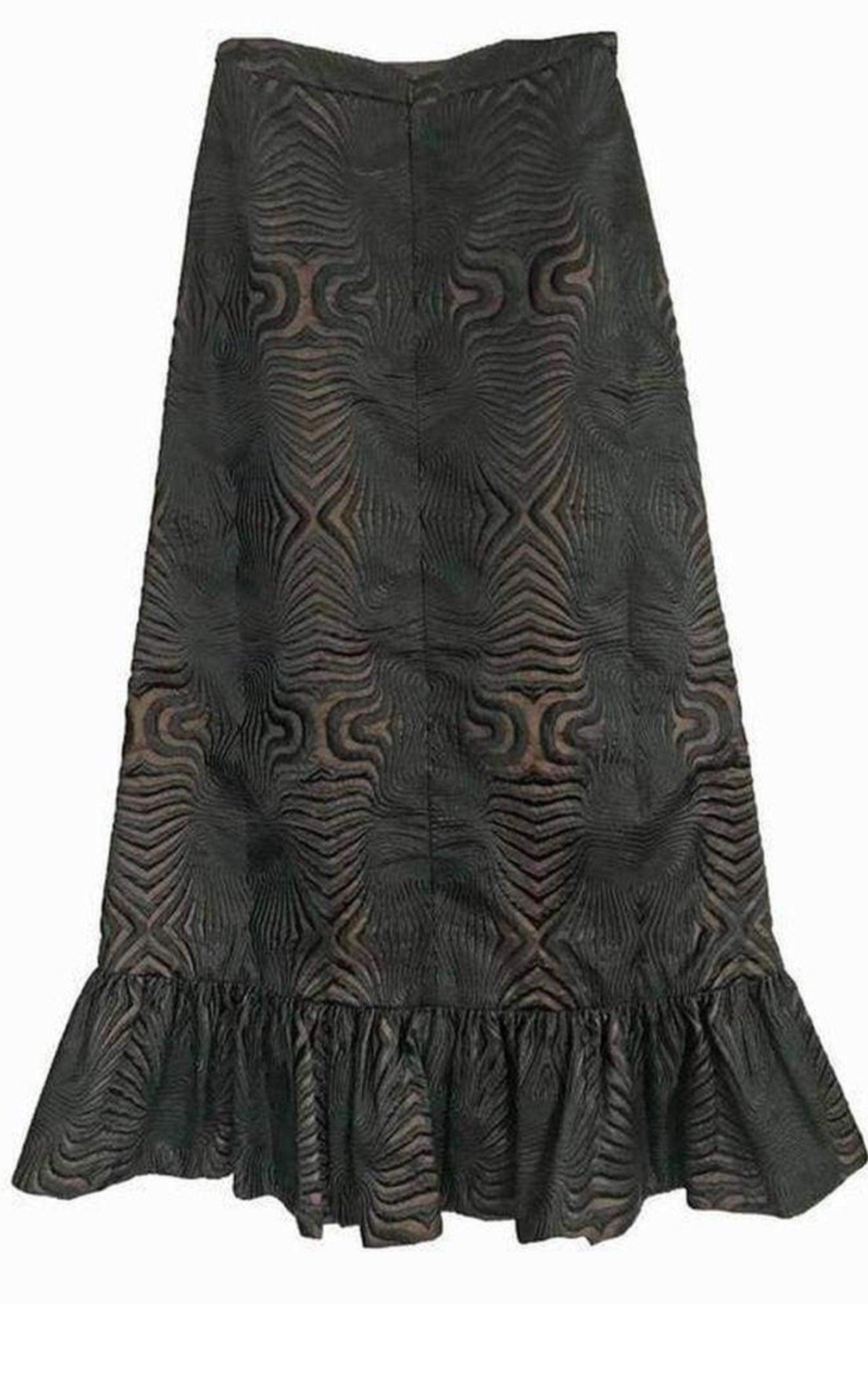 スカート Embroidered Maxi Ruffle Hem Skirt