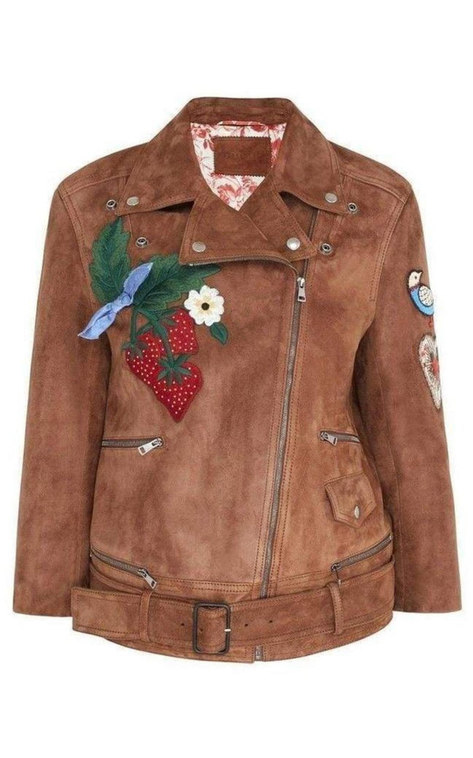 レザージャケット・コート Patches Embroidered Suede Jacket