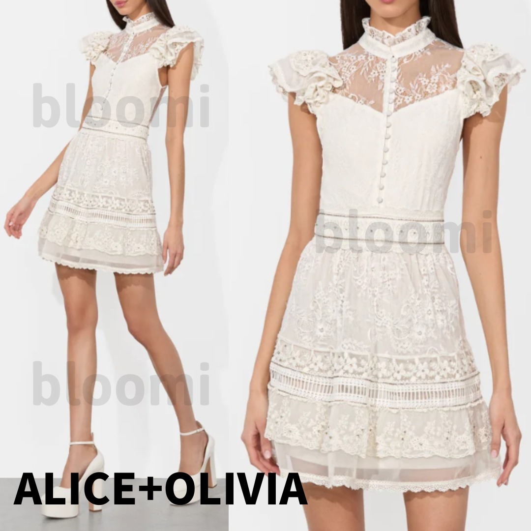 【ALICE+OLIVIA】VERNITA 刺繍レース ミニドレス 華やか
