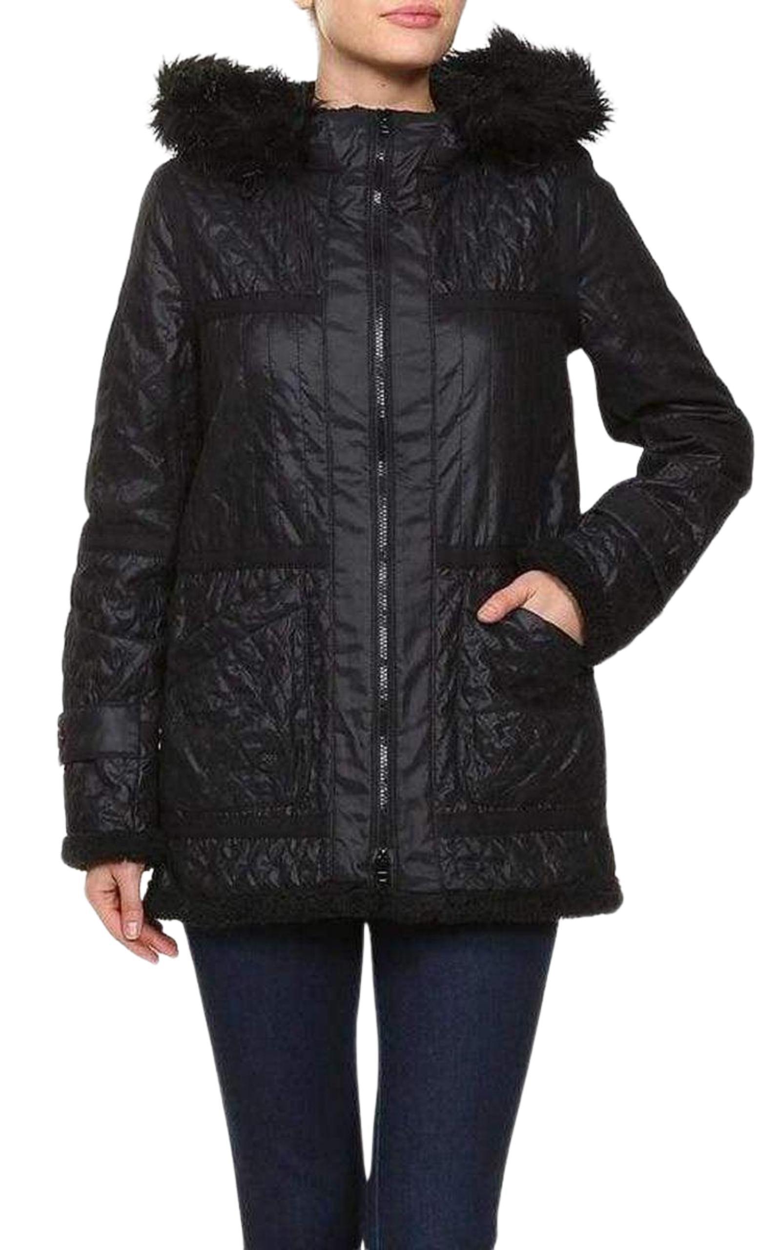 ダウンジャケット・コート Black Genova Quilted Distressed Coat
