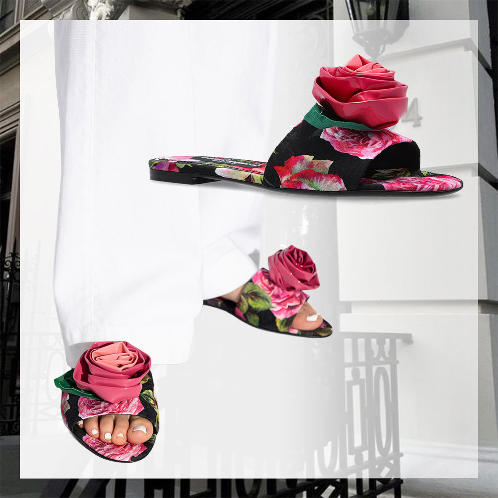 Dolce & Gabbana PINK FLORAL MOTIF SLIDES スライドサンダル