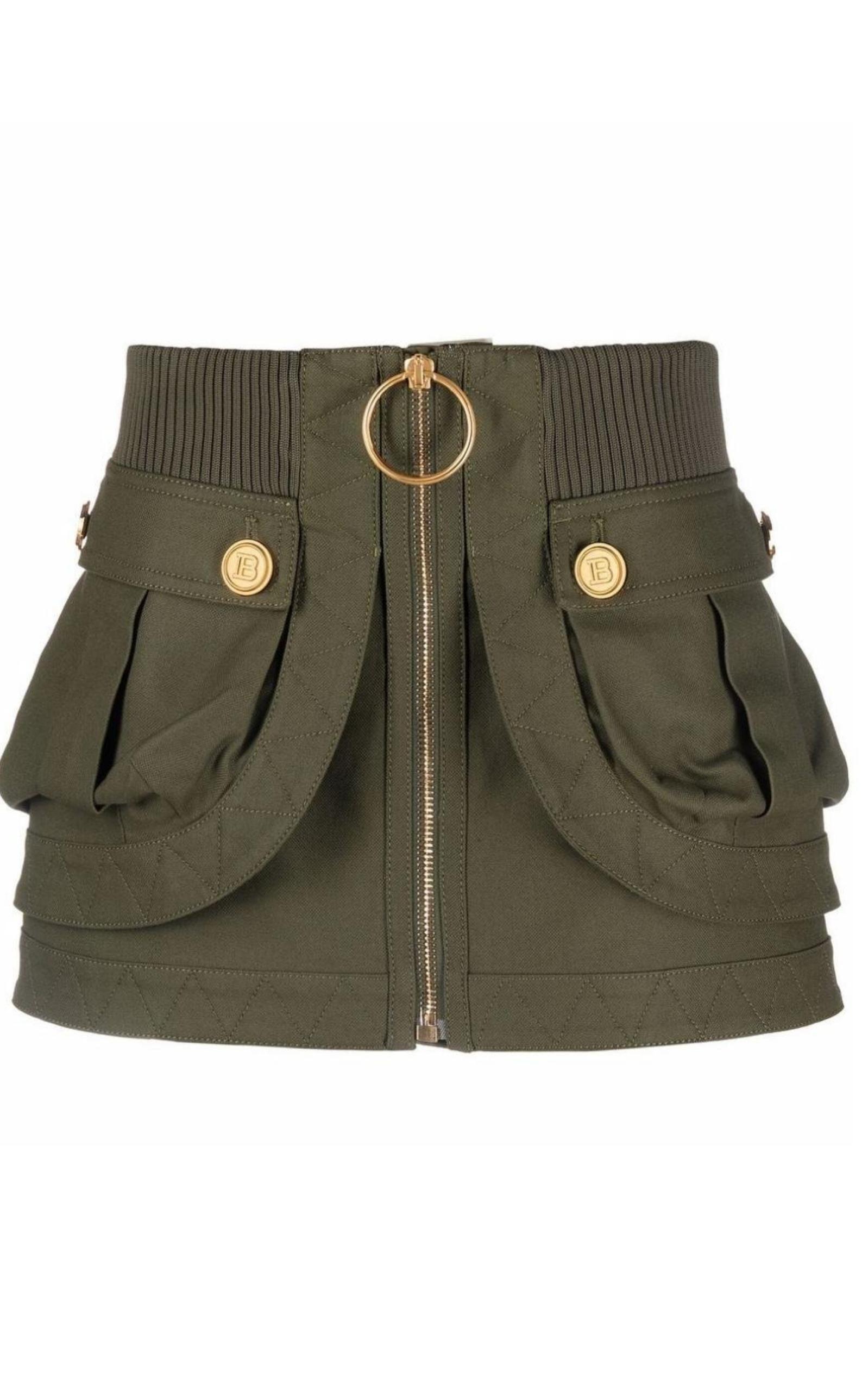 ミニスカート Patch-pockets Mini Denim Skirt
