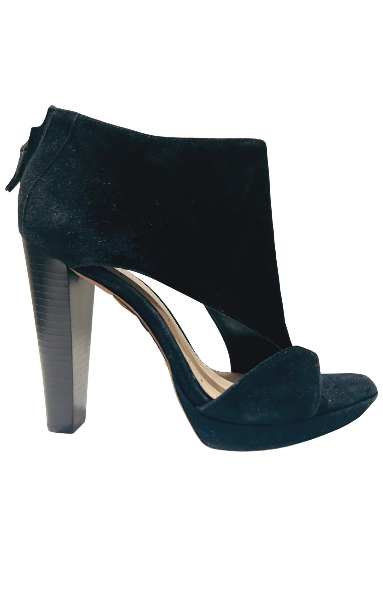 ダウンジャケット・コート Black Suede Cutout Stiletto Bootie