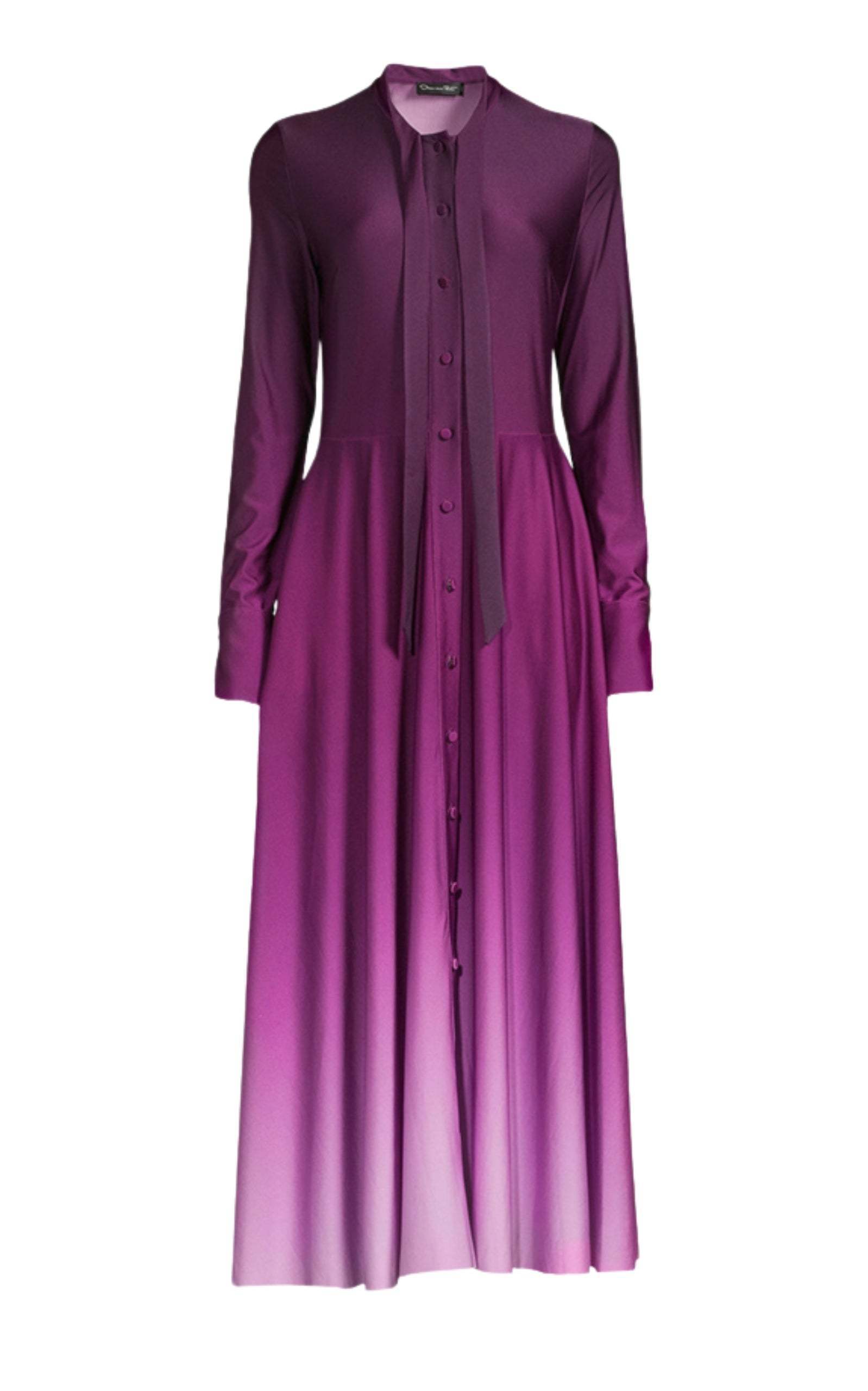 パーティードレス Long-Sleeve Ombre Jersey Midi Dress