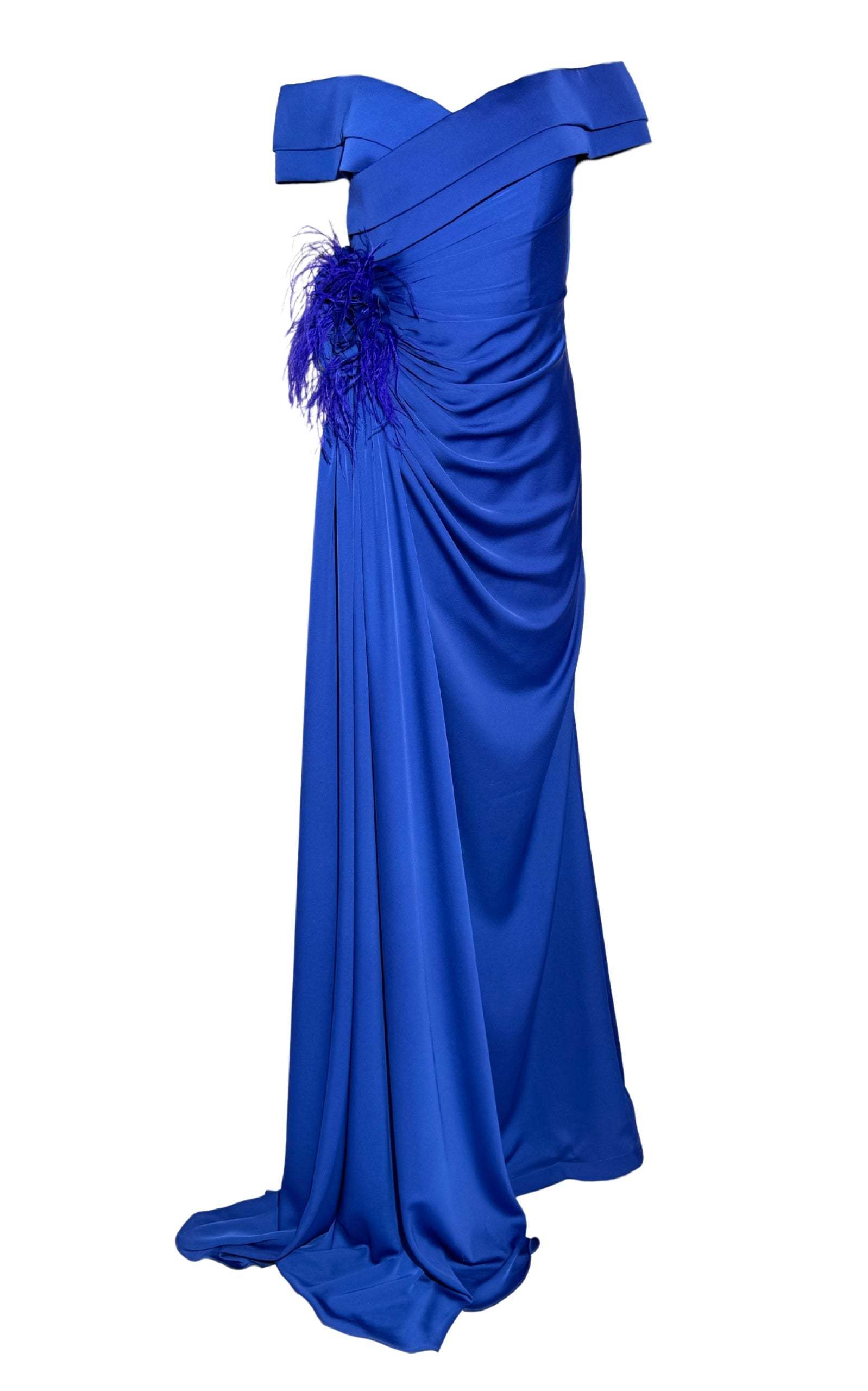 パーティードレス Off Shoulder Boat Neck Blue Cocktail Prom Dress