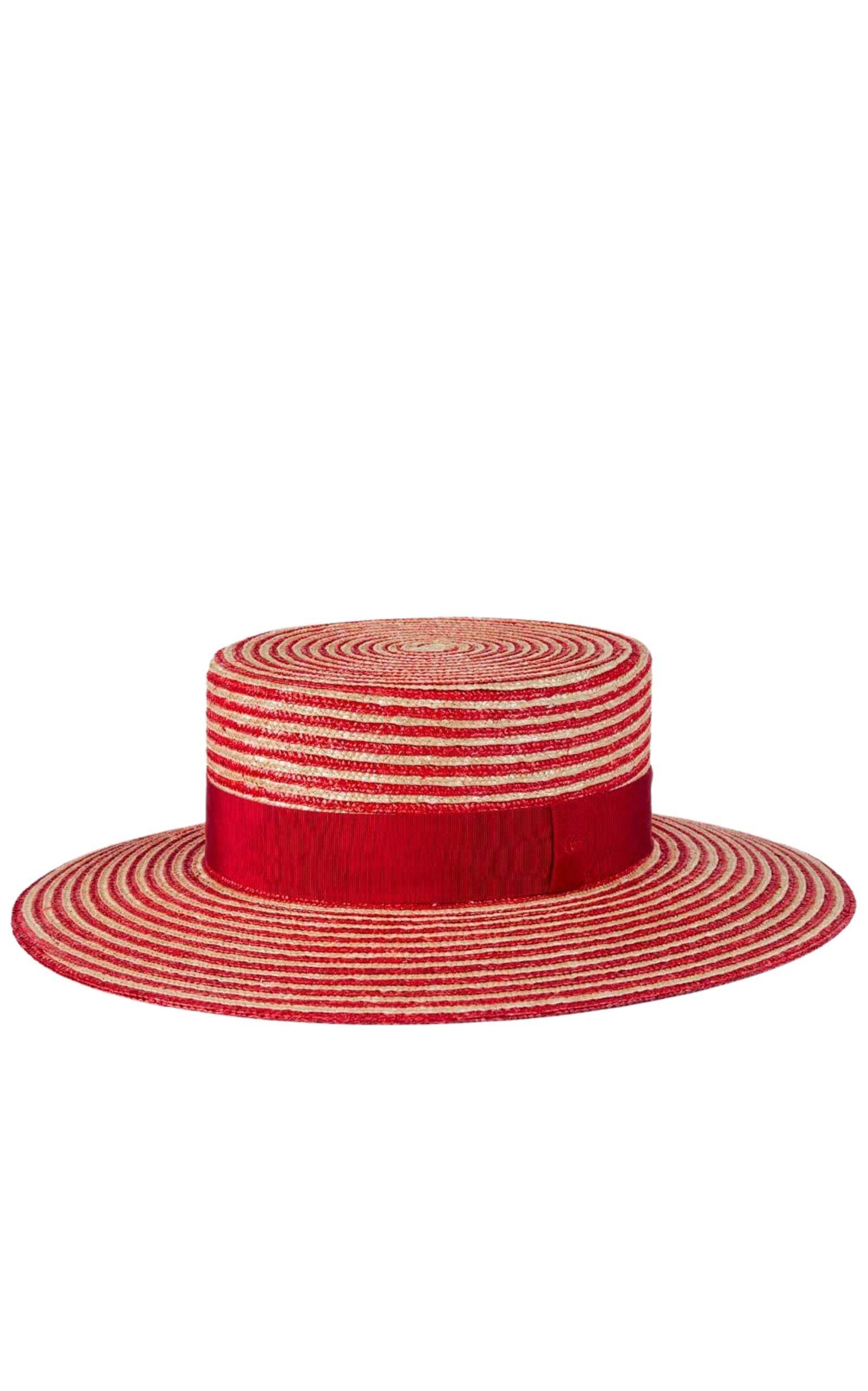 ハット Alvy Red Striped Straw Hat