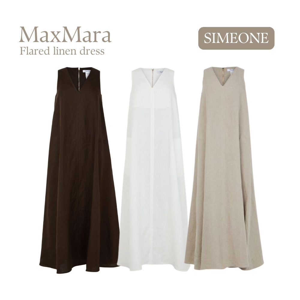 MaxMara シメオーネ ピュア リネン キャンバス フレア ドレス