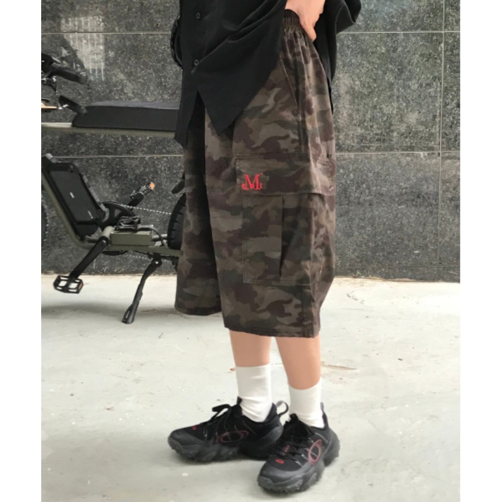 ■MUCENT■ Camo Cargo Pants Military Poly Nylon Bermuda Half