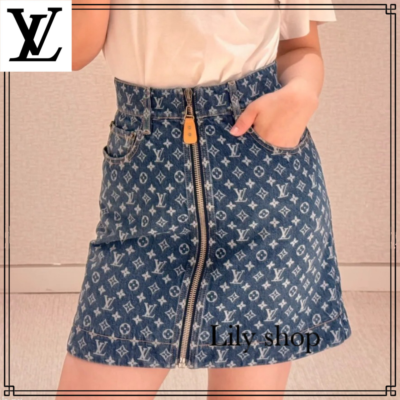 モノグラム柄【Louis Vuitton】デニム ミニ スカート