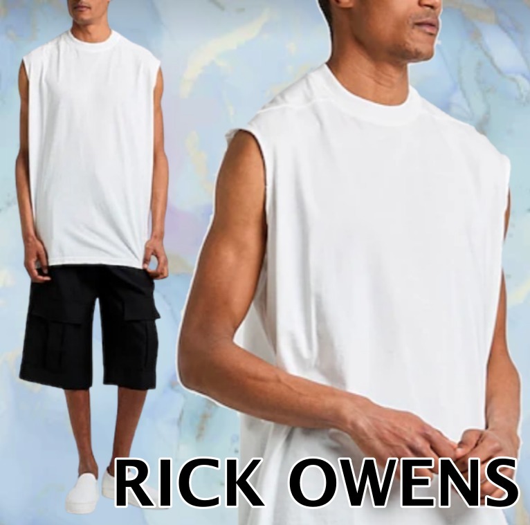 【RICK OWENS】ホワイト クルーネック ノースリーブTシャツ