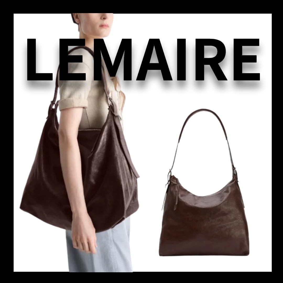 LEMAIRE ルメール ベルト付きホーボーバッグ レザー ブラウン