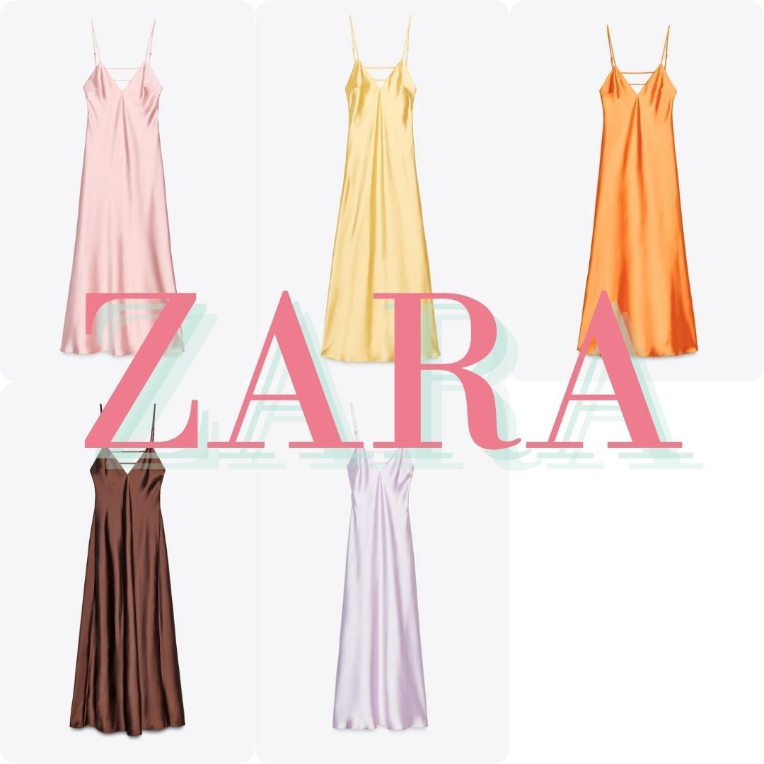 ZARA サテンミディワンピース 8035/331