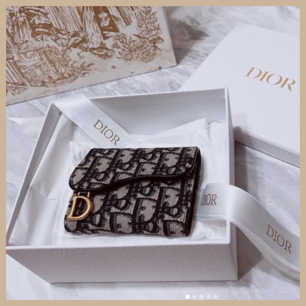 【エレガンス×コンパクト】Dior Saddle Lotus ウォレット 財布