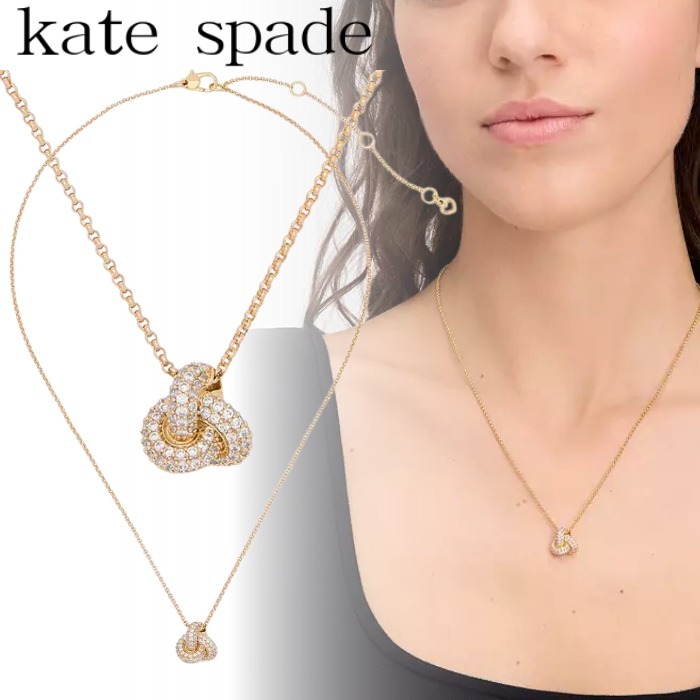 国内直営【kate spade】ダブル ノット パヴェ ペンダント