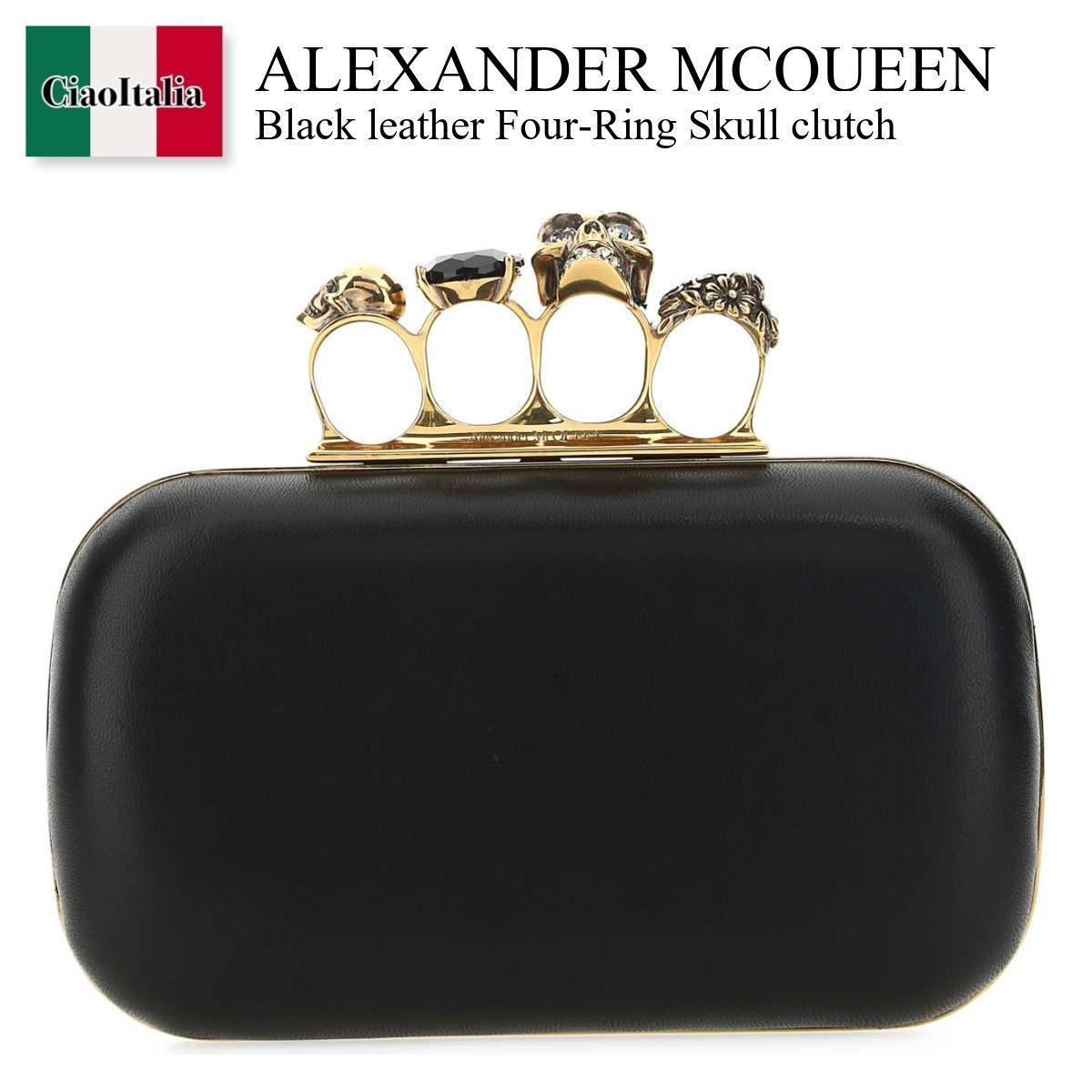 クラッチバッグ Alexander Mcqueen Alexander Mcqueen Black Leather Four-Ring
