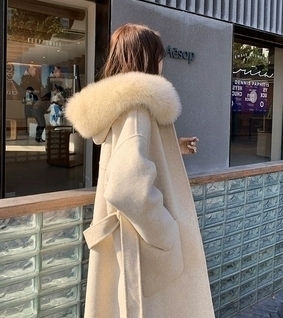 ウール フード付き ロング コート 無地 韓国 ファッション