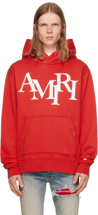 AMIRI MA ロゴ コットン パーカー スウェット レッド AMIRI MA ロゴ コットン パーカー スウェット レッド