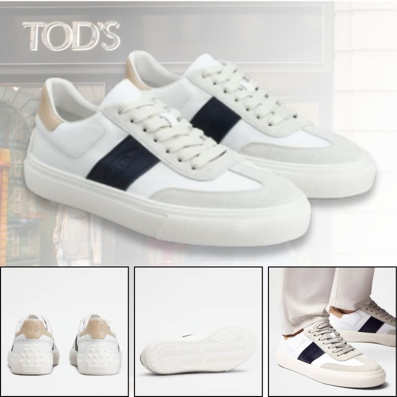 【直営店保証付】TOD'S ロゴ スムースレザー&スエードスニーカー