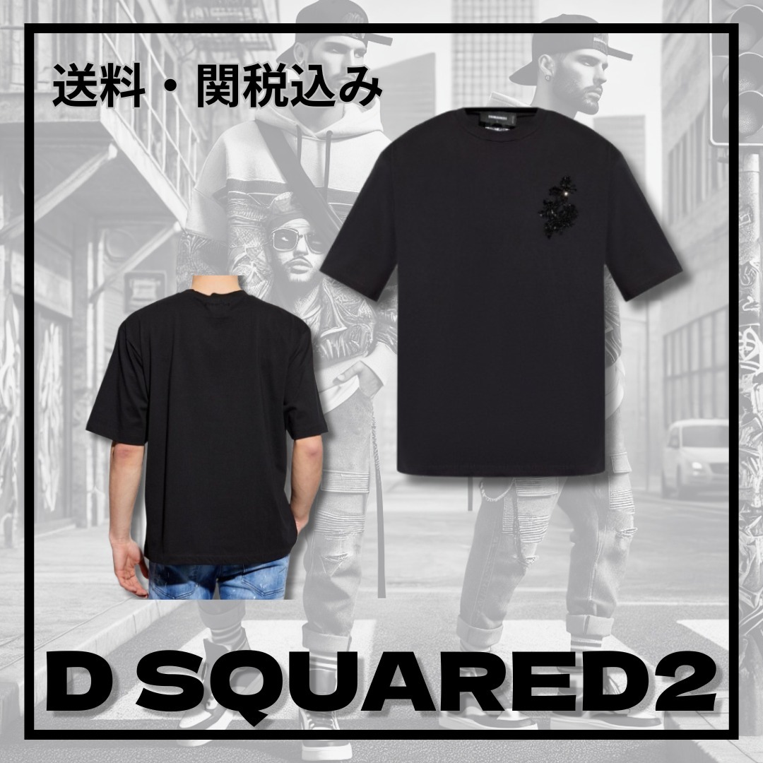 関税込み＊D SQUARED2＊装飾クルーネック コットン T シャツ