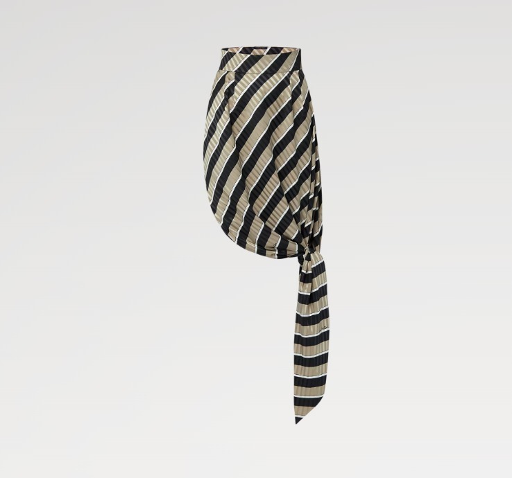 25SS☆Louis Vuitton★《ストライプ シルクノットスカート》