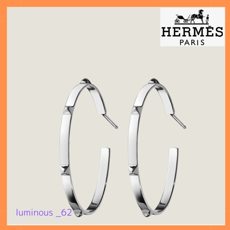 【お洒落♪】HERMES シルバー フープピアス Mini Clous