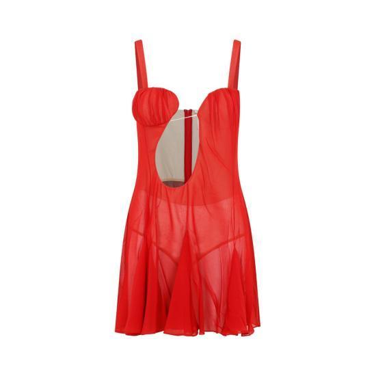 ワンピース NENSI DOJAKA Women Mid Skirts NDAW23DR168 RED