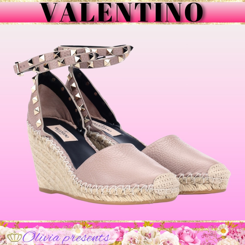 VALENTINO＞＞ダブルレザー ウェッジ エスパドリーユ