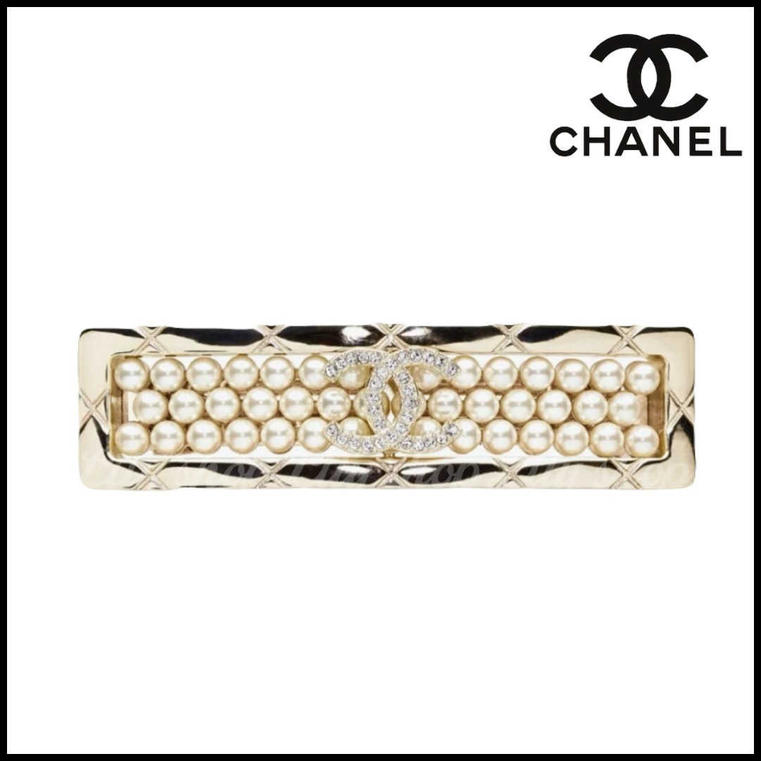 【輝くロゴ×パールがエレガント♪】CHANEL ヘアクリップ