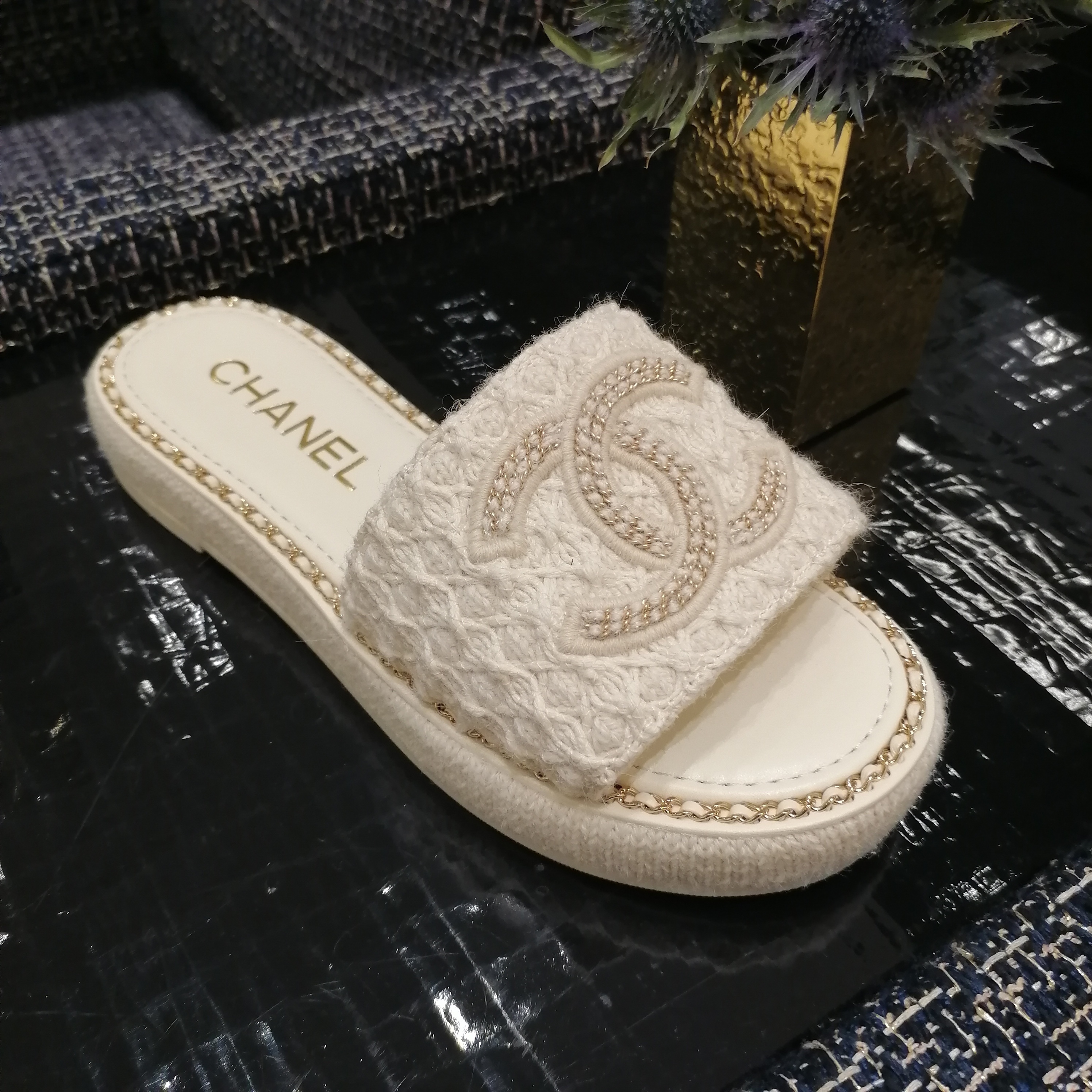 CHANEL シャネル クロシェット ミュール サンダル ホワイト