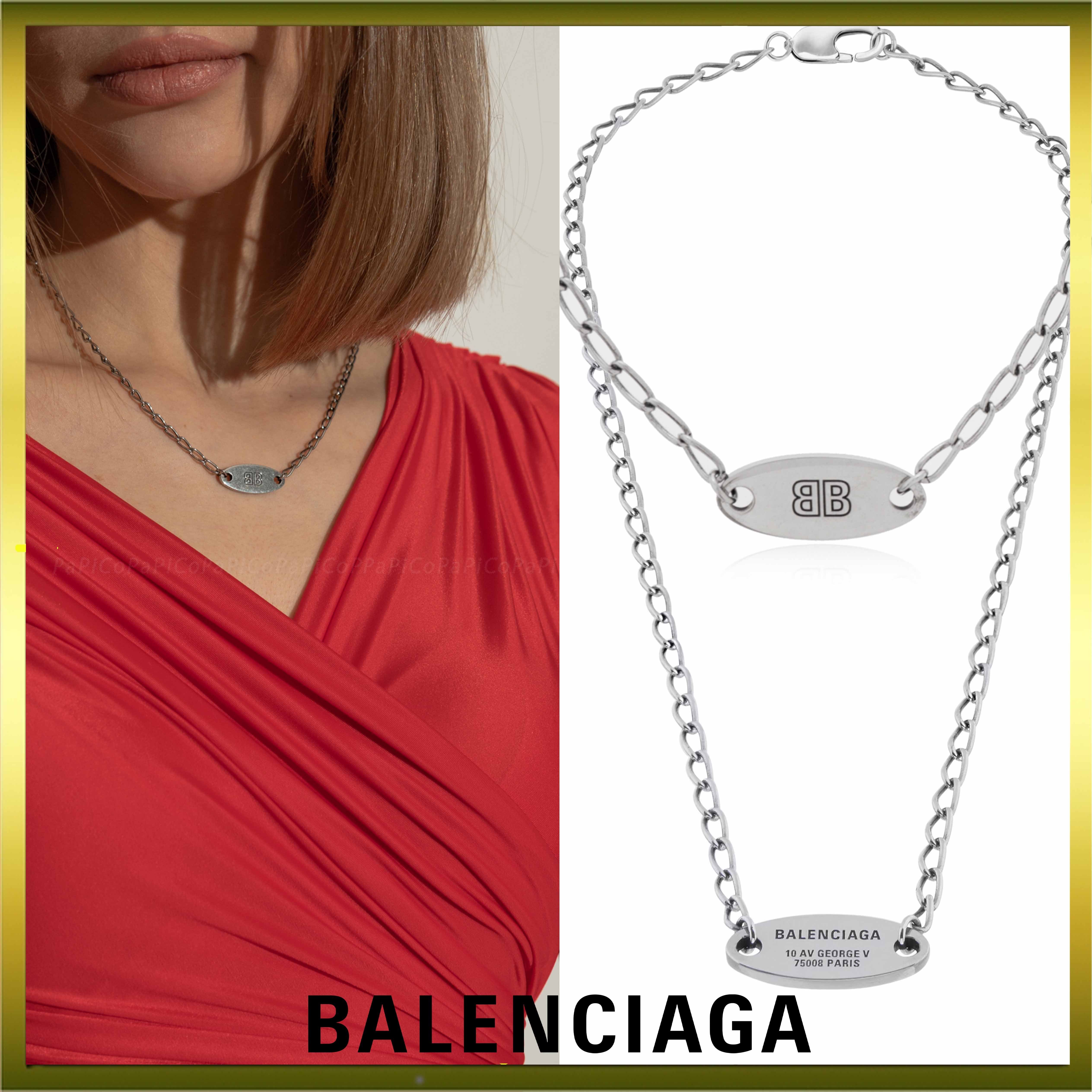 【特価！関税送料込】BALENCIAGA ロゴプレート ネックレス