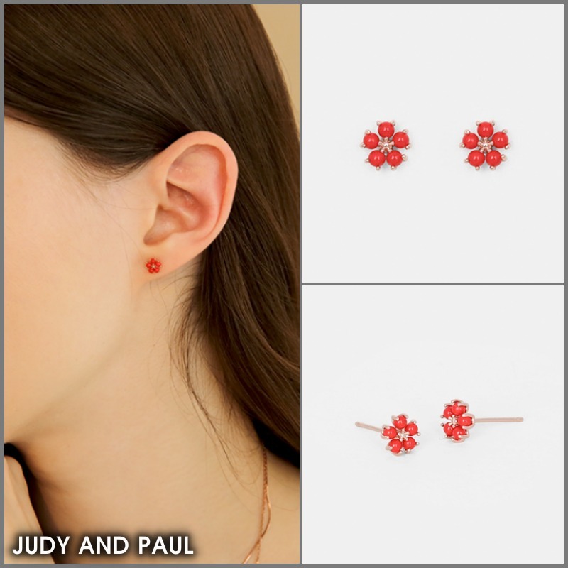 ★JUDY AND PAUL★ ボンヌ ルビーレッド フラワーピアス