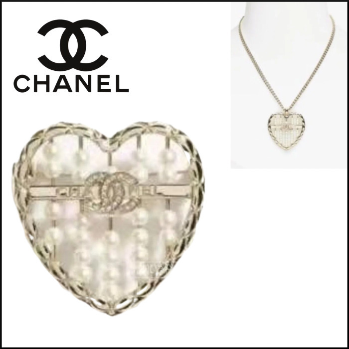 【存在感のあるハートがお洒落♪】CHANEL ネックレス パール