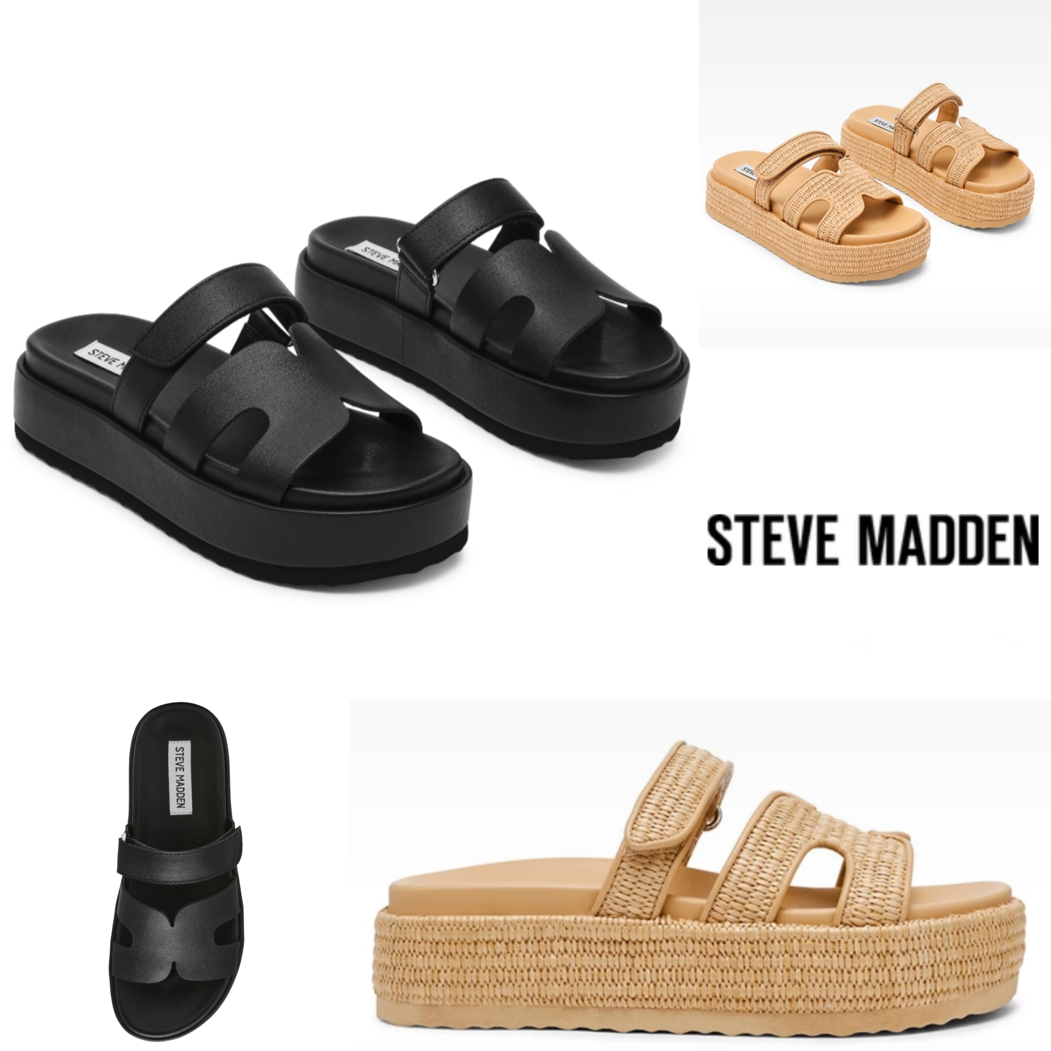 サンダル・ミュール STEVE MADDEN BIGMISSILE NATURAL RAFFIA SANDALS