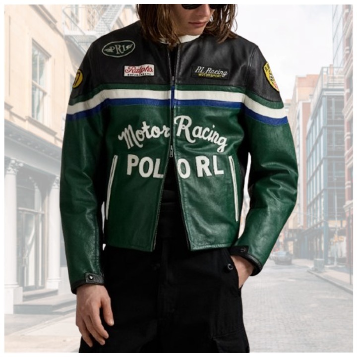 POLO RALPH LAUREN ☆ green レザー カフェレーサー ジャケット