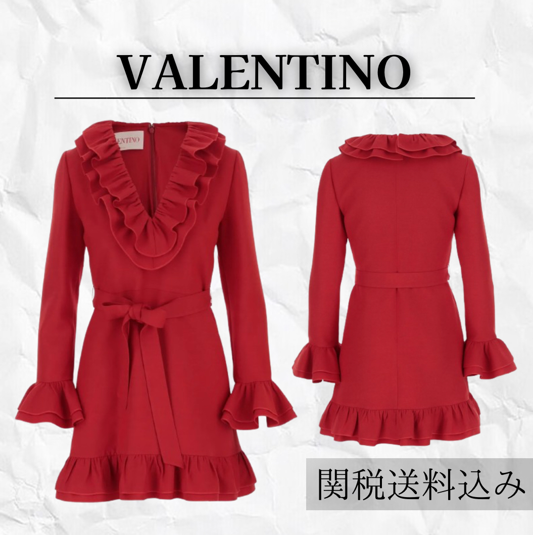 ワンピース VALENTINO wool silk garavani dresses red