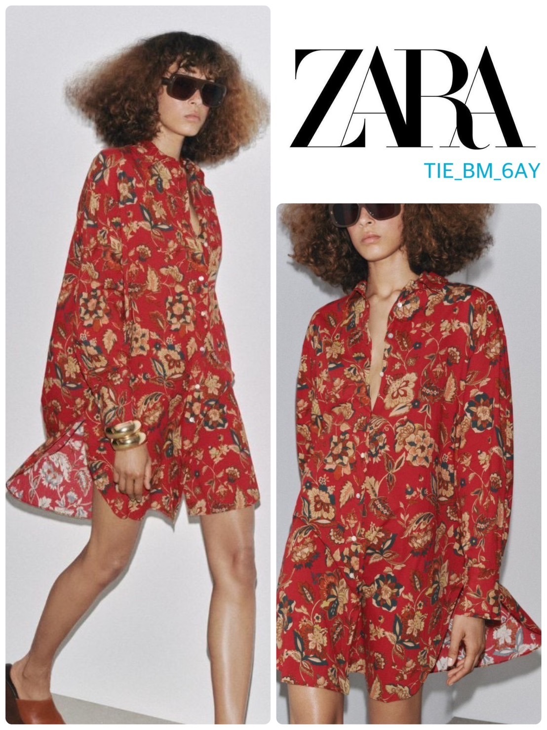 スペイン発送 ZARA ZWコレクション プリントロングシャツ 限定！