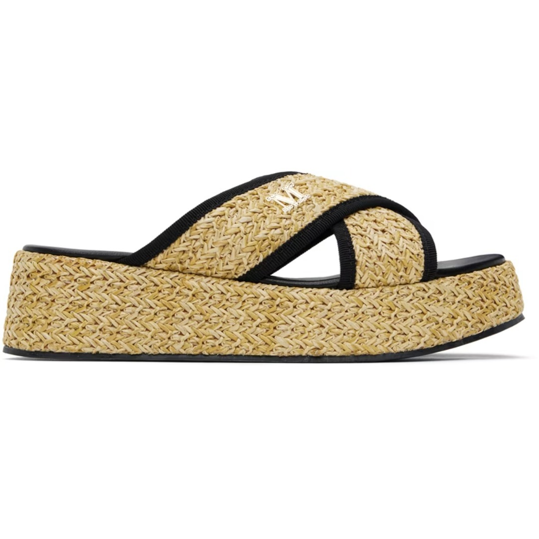 Max Mara《イタリア製》Braies フラットサンダル タン＆ブラック