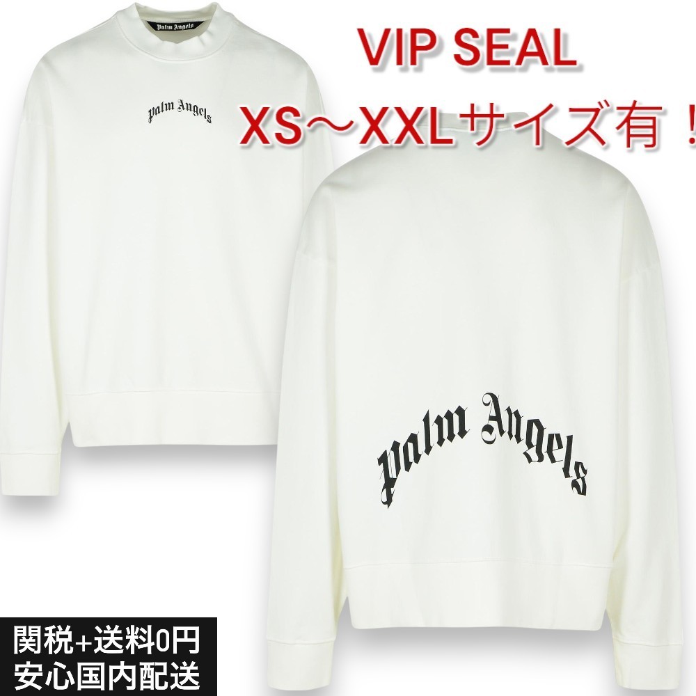 【関送無料】 Palm Angels カーブロゴ クルーネック スウェット