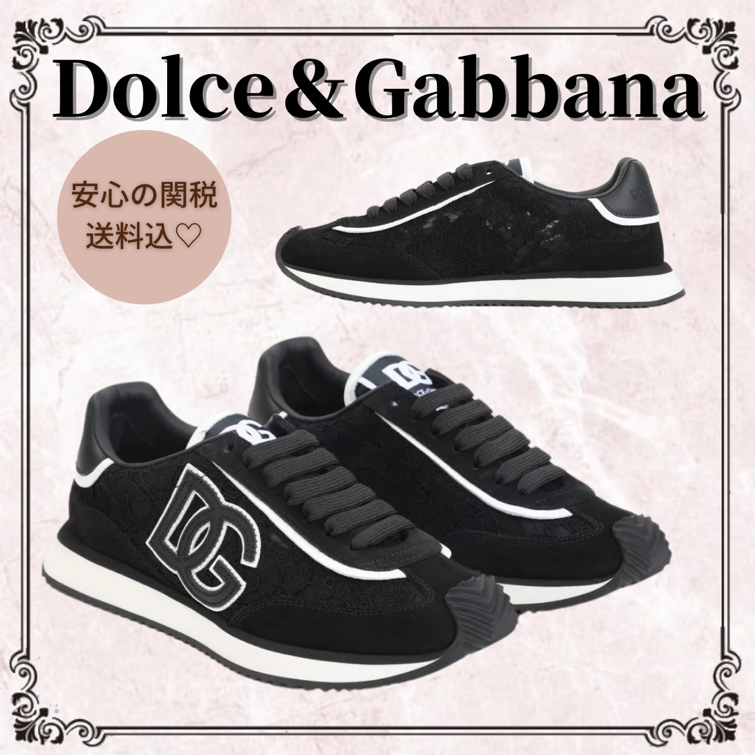 関税込♥*Dolce＆Gabbana*DG レース×レザー スニーカー