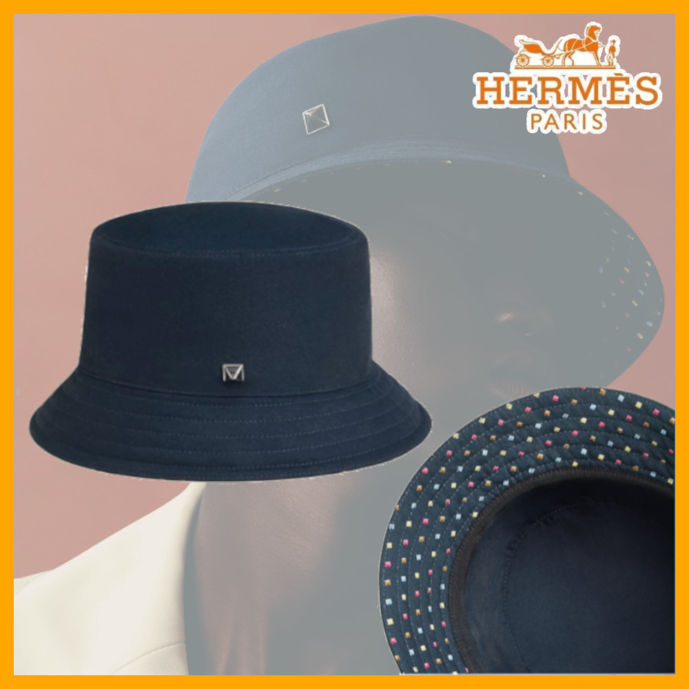 【内側が可愛い♪】HERMES Harper Pois Medorのバケットハット