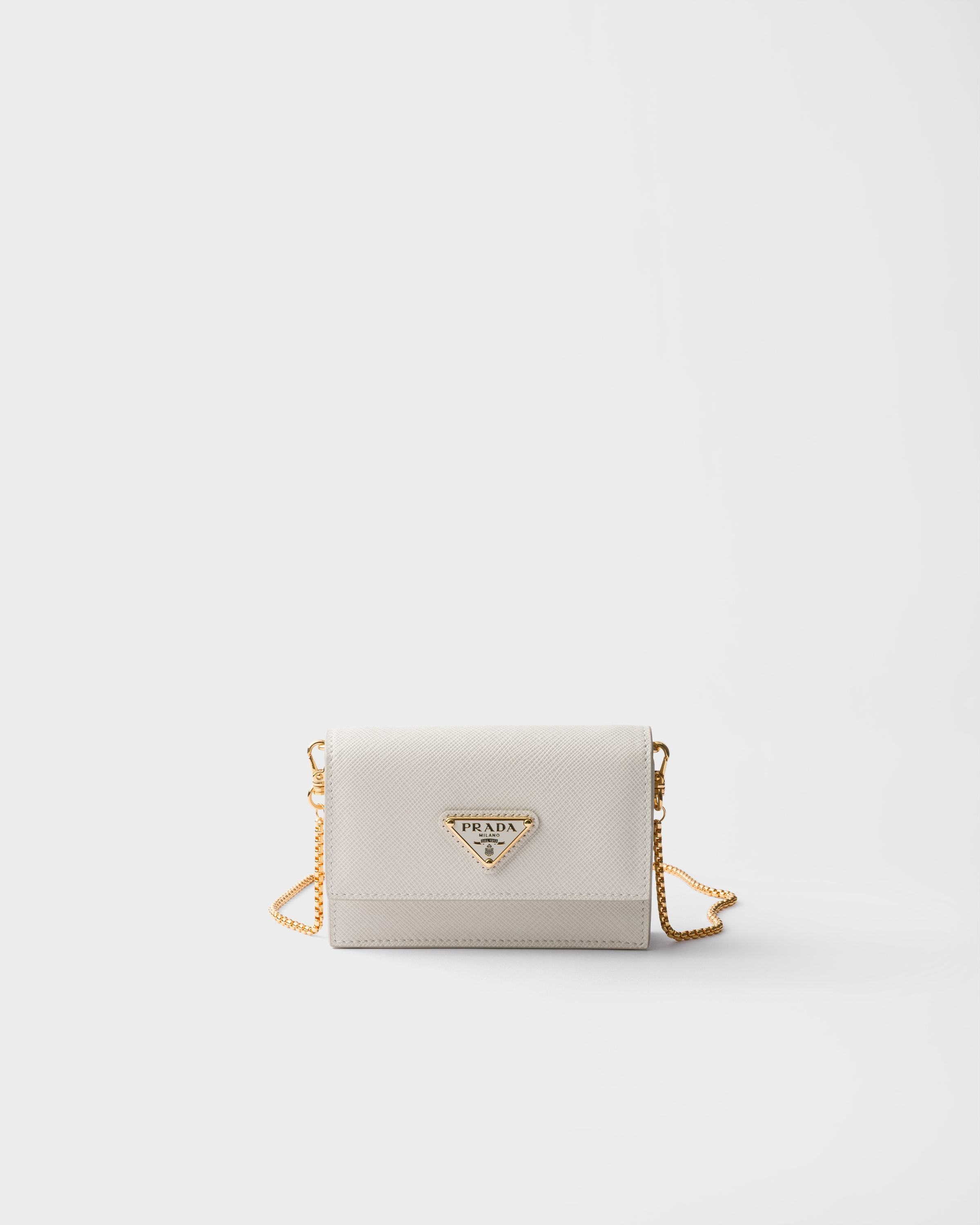 カードケース・名刺入れ Saffiano leather card holder with shoulder strap