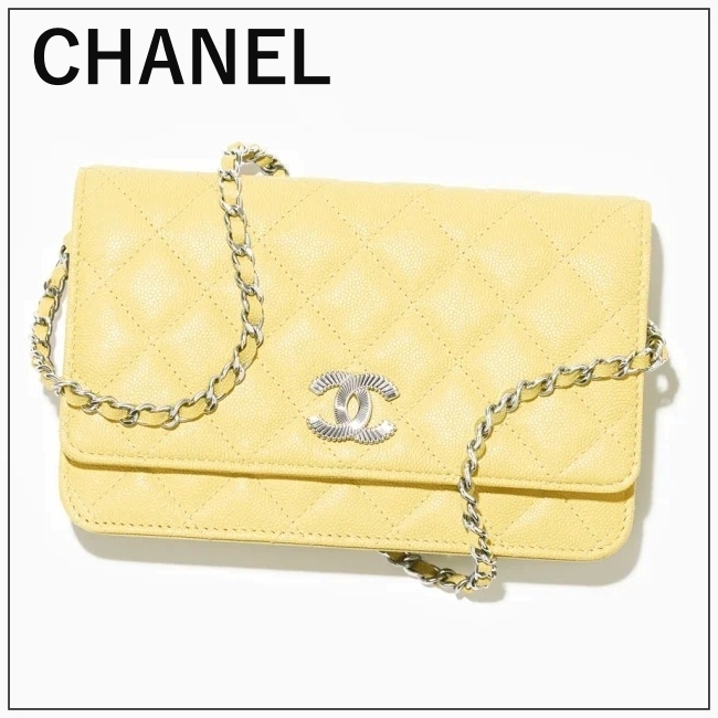 《CHANEL》 チェーンウォレット ライトイエロー