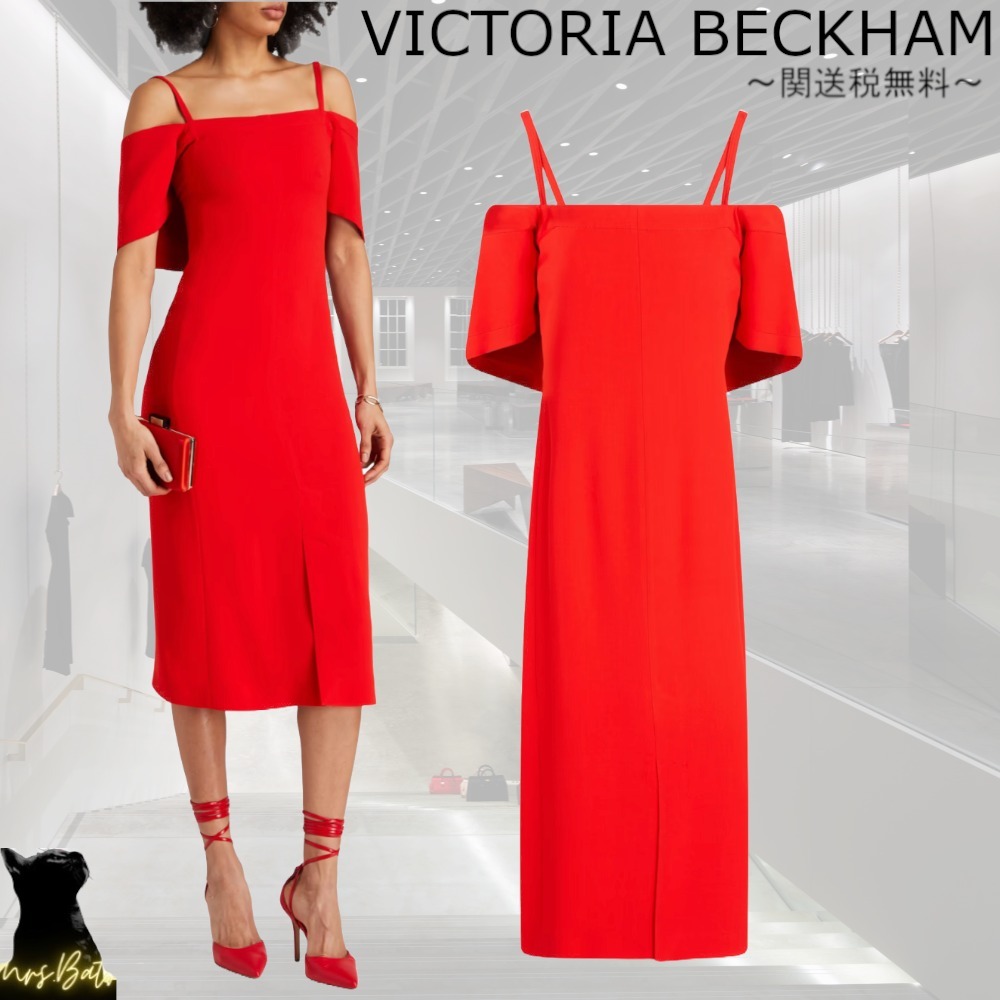 VICTORIA BECKHAM クレープ ワンピース オープンショルダー