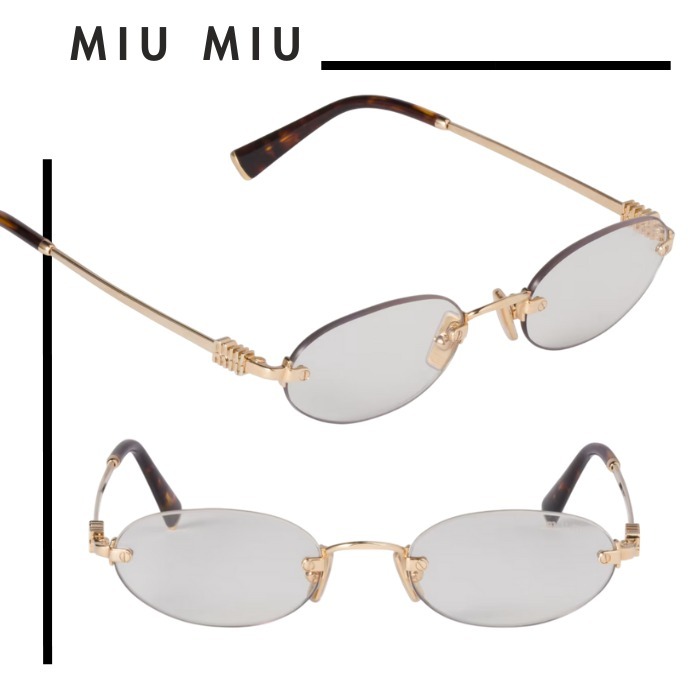 MIU MIU●メタルフレーム ロゴ入りオーバルレンズサングラス