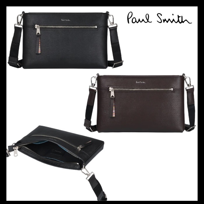即納*Paulsmith ストローグレインレザー ショルダーバッグ